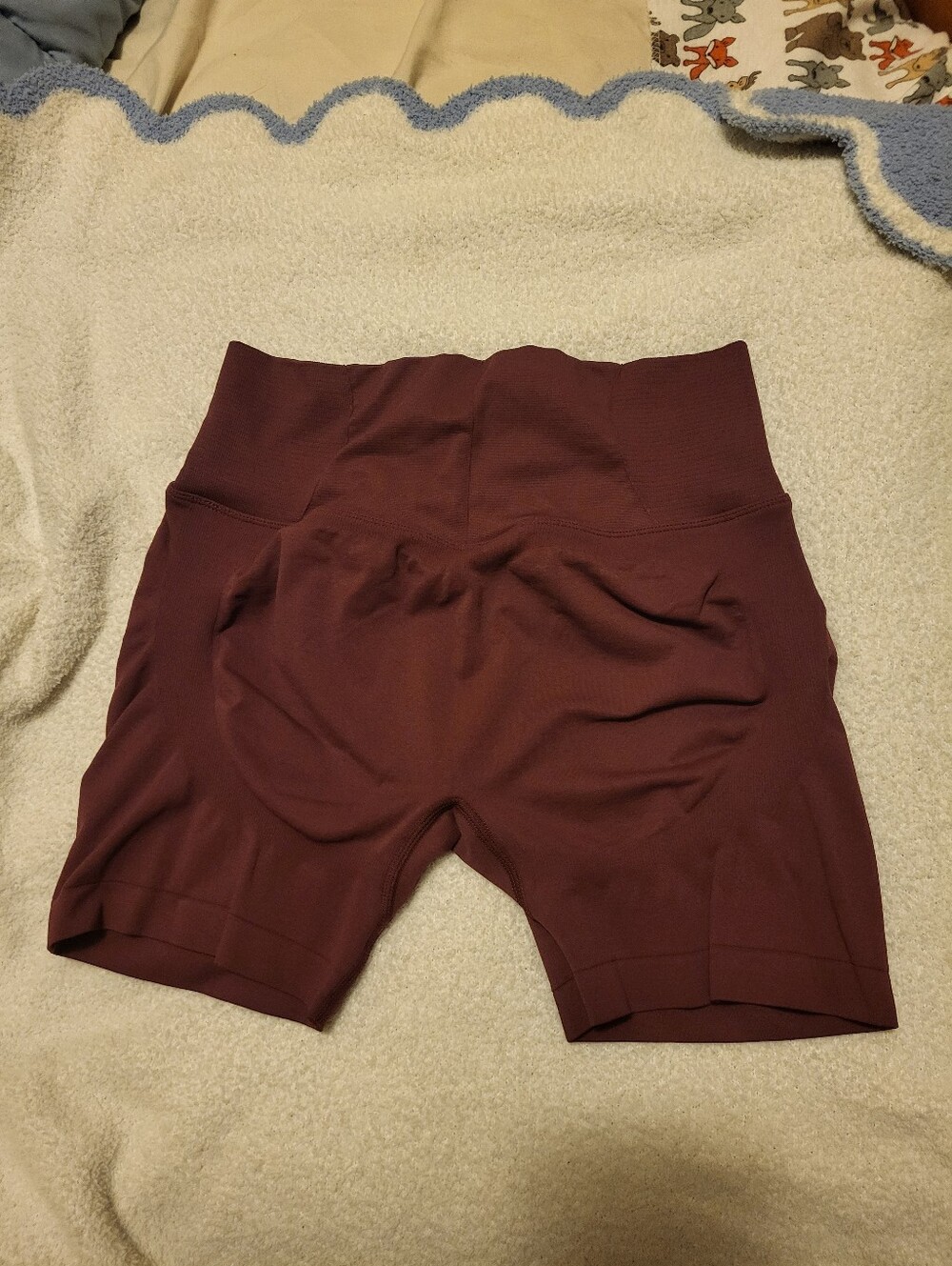 Women's High-Rise Tummy Control Maroon Bike Shorts